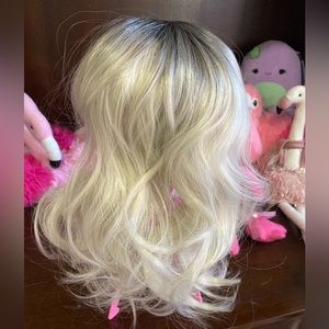 Ashe blonde and dark roots hair topper